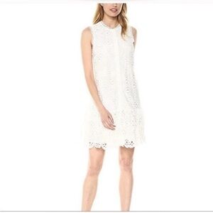 Trina Turk Jewels Drop Flounce White Eyelet Dress